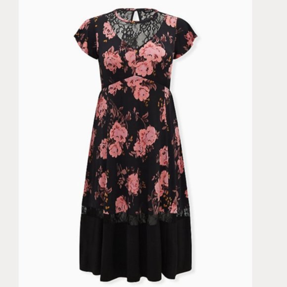 NWT Torrid Midi Studio Knit & Lace Dress 3x - Picture 1 of 3